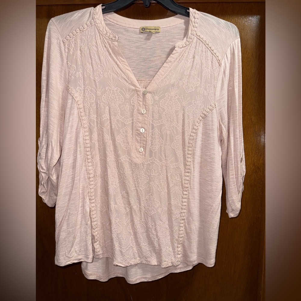 Democracy Light Pink Button-Front Blouse